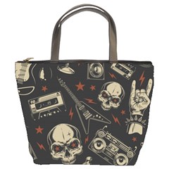 Grunge Seamless Pattern With Skulls Bucket Bag by Amaryn4rt