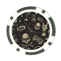 Grunge Seamless Pattern With Skulls Poker Chip Card Guard (10 Pack) by Amaryn4rt