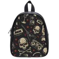 Grunge Seamless Pattern With Skulls School Bag (small) by Amaryn4rt