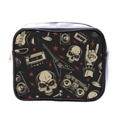 Grunge Seamless Pattern With Skulls Mini Toiletries Bag (one Side) by Amaryn4rt