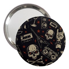 Grunge Seamless Pattern With Skulls 3  Handbag Mirrors by Amaryn4rt