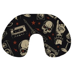 Grunge Seamless Pattern With Skulls Travel Neck Pillow by Amaryn4rt