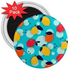 Pop Art Style Citrus Seamless Pattern 3  Magnets (10 Pack)  by Amaryn4rt