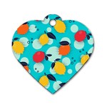 Pop Art Style Citrus Seamless Pattern Dog Tag Heart (Two Sides) Front