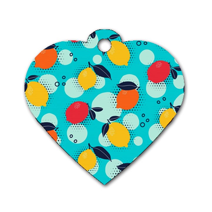 Pop Art Style Citrus Seamless Pattern Dog Tag Heart (Two Sides)