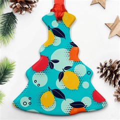 Pop Art Style Citrus Seamless Pattern Christmas Tree Ornament (two Sides) by Amaryn4rt