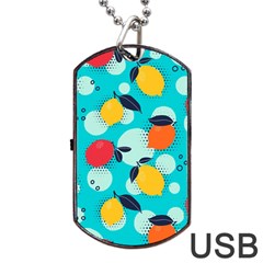 Pop Art Style Citrus Seamless Pattern Dog Tag Usb Flash (one Side) by Amaryn4rt