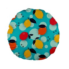 Pop Art Style Citrus Seamless Pattern Standard 15  Premium Round Cushions by Amaryn4rt