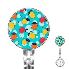 Pop Art Style Citrus Seamless Pattern Stainless Steel Nurses Watch by Amaryn4rt