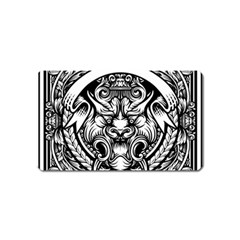 Tiger Illustration Vintage Border Frame Engraving With Retro Ornament Pattern Antique Rococo Style Magnet (name Card) by Amaryn4rt