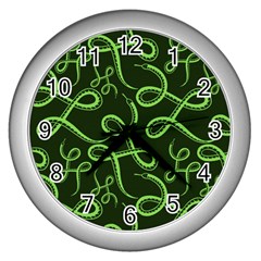 Snakes Seamless Pattern Wall Clock (silver) by Amaryn4rt