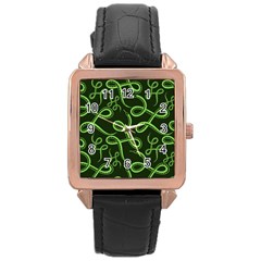 Snakes Seamless Pattern Rose Gold Leather Watch  by Amaryn4rt