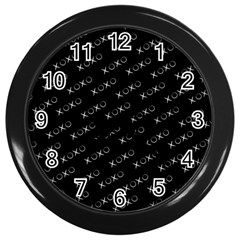 Xoxo Black And White Pattern, Kisses And Love Geometric Theme Wall Clock (black) by Casemiro