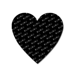 Xoxo Black And White Pattern, Kisses And Love Geometric Theme Heart Magnet by Casemiro