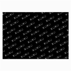 Xoxo Black And White Pattern, Kisses And Love Geometric Theme Large Glasses Cloth (2 Sides) by Casemiro