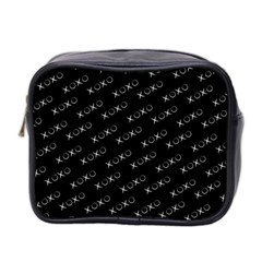 Xoxo Black And White Pattern, Kisses And Love Geometric Theme Mini Toiletries Bag (two Sides) by Casemiro