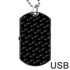 Xoxo Black And White Pattern, Kisses And Love Geometric Theme Dog Tag Usb Flash (one Side) by Casemiro