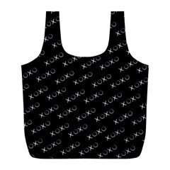 Xoxo Black And White Pattern, Kisses And Love Geometric Theme Full Print Recycle Bag (l) by Casemiro