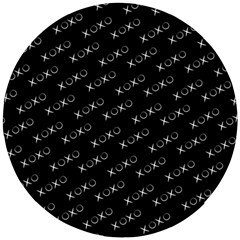 Xoxo Black And White Pattern, Kisses And Love Geometric Theme Wooden Puzzle Round by Casemiro