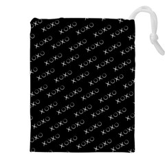 Xoxo Black And White Pattern, Kisses And Love Geometric Theme Drawstring Pouch (5xl) by Casemiro