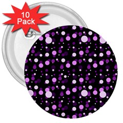 Purple, Pink Bokeh Dots, Asymmetric Polka Dot With Modern Twist 3  Buttons (10 Pack)  by Casemiro