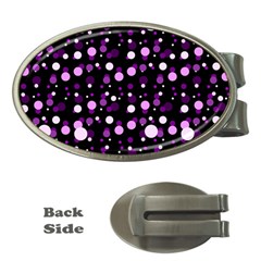 Purple, Pink Bokeh Dots, Asymmetric Polka Dot With Modern Twist Money Clips (oval)  by Casemiro