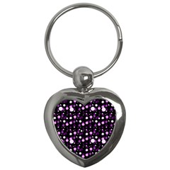 Purple, Pink Bokeh Dots, Asymmetric Polka Dot With Modern Twist Key Chain (heart) by Casemiro