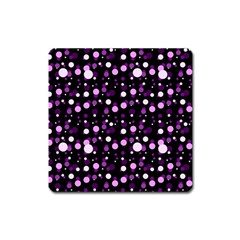 Purple, Pink Bokeh Dots, Asymmetric Polka Dot With Modern Twist Square Magnet by Casemiro