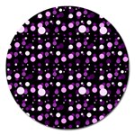 Purple, pink bokeh dots, asymmetric polka dot with modern twist Magnet 5  (Round) Front