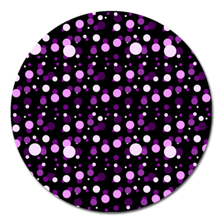 Purple, pink bokeh dots, asymmetric polka dot with modern twist Magnet 5  (Round)