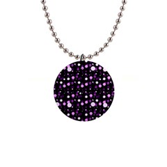 Purple, Pink Bokeh Dots, Asymmetric Polka Dot With Modern Twist 1  Button Necklace by Casemiro