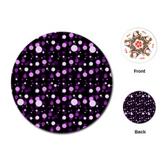 Purple, Pink Bokeh Dots, Asymmetric Polka Dot With Modern Twist Playing Cards Single Design (round) by Casemiro