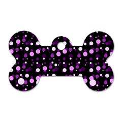 Purple, Pink Bokeh Dots, Asymmetric Polka Dot With Modern Twist Dog Tag Bone (one Side) by Casemiro