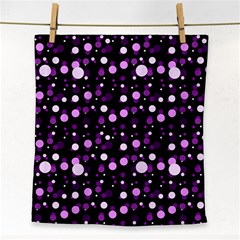 Purple, Pink Bokeh Dots, Asymmetric Polka Dot With Modern Twist Face Towel by Casemiro