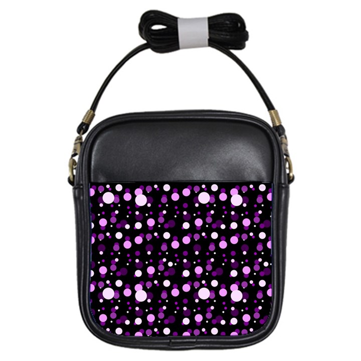 Purple, pink bokeh dots, asymmetric polka dot with modern twist Girls Sling Bag