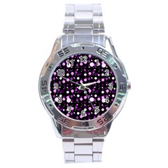 Purple, Pink Bokeh Dots, Asymmetric Polka Dot With Modern Twist Stainless Steel Analogue Watch by Casemiro