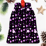 Purple, pink bokeh dots, asymmetric polka dot with modern twist Ornament (Bell) Front