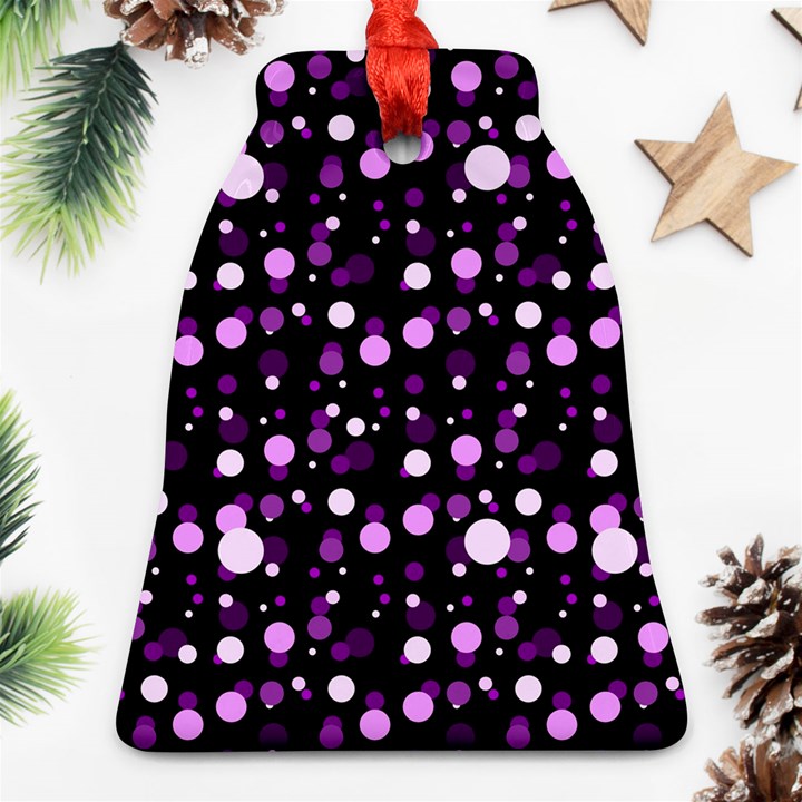 Purple, pink bokeh dots, asymmetric polka dot with modern twist Ornament (Bell)