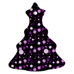 Purple, Pink Bokeh Dots, Asymmetric Polka Dot With Modern Twist Christmas Tree Ornament (two Sides) by Casemiro