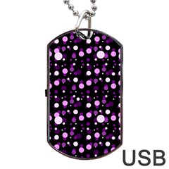 Purple, Pink Bokeh Dots, Asymmetric Polka Dot With Modern Twist Dog Tag Usb Flash (two Sides) by Casemiro