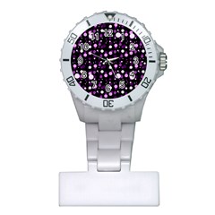 Purple, Pink Bokeh Dots, Asymmetric Polka Dot With Modern Twist Plastic Nurses Watch