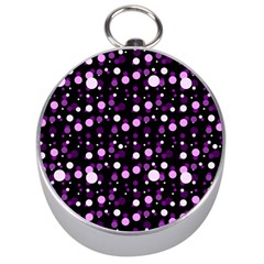 Purple, Pink Bokeh Dots, Asymmetric Polka Dot With Modern Twist Silver Compasses by Casemiro