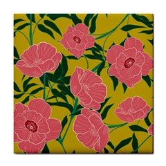 Pink Flower Seamless Pattern Tile Coaster by Amaryn4rt