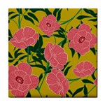 Pink Flower Seamless Pattern Tile Coaster Front