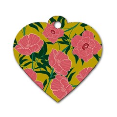 Pink Flower Seamless Pattern Dog Tag Heart (two Sides) by Amaryn4rt