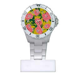 Pink Flower Seamless Pattern Plastic Nurses Watch