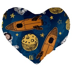 Missile Pattern Large 19  Premium Flano Heart Shape Cushions by Amaryn4rt