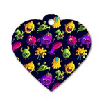 Space Patterns Dog Tag Heart (Two Sides) Front