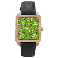 Seamless Pattern With Kids Rose Gold Leather Watch  by Amaryn4rt