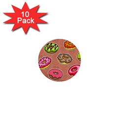 Doughnut Doodle Colorful Seamless Pattern 1  Mini Buttons (10 Pack)  by Amaryn4rt